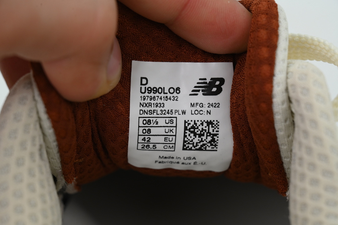 Grey LO6 NB U990LO6 New Balance Loro Piana x 990v6 Made in USA 'Raw Cashew' - Image 9